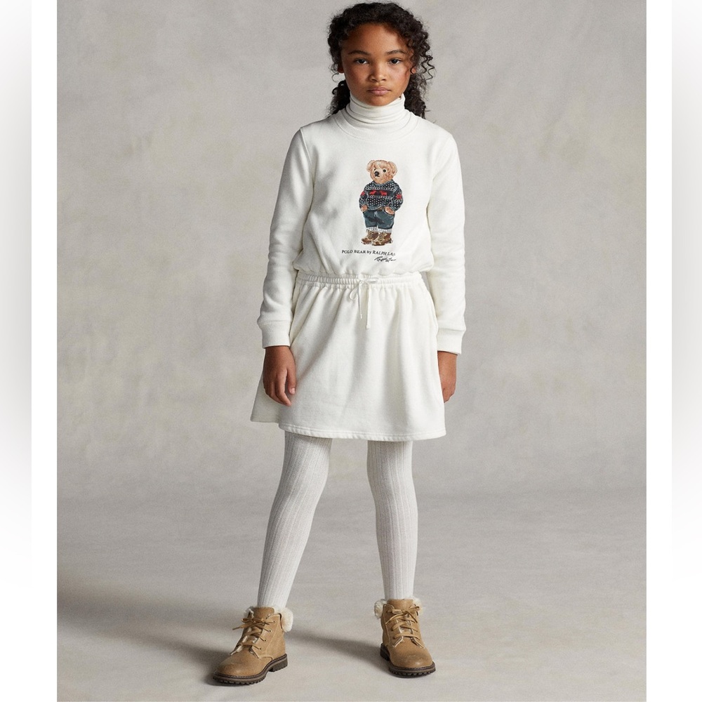 Polo by Ralph Lauren Girls Polo Bear Fleece Dress, Sz L 12/14